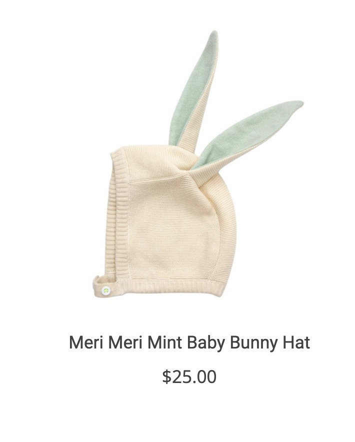 baby bunny hat from Houston Texas Baby Store, blue leaf
